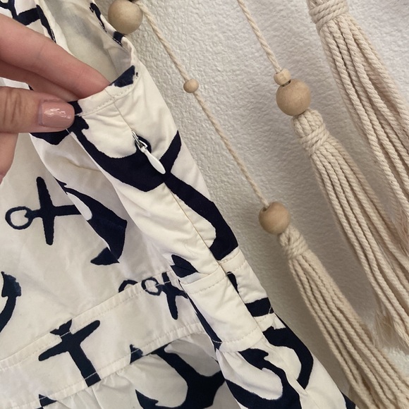 J. Crew dizzy anchors mini dress sleeveless flouncy ruffle cream blue size 2 - Picture 10 of 16